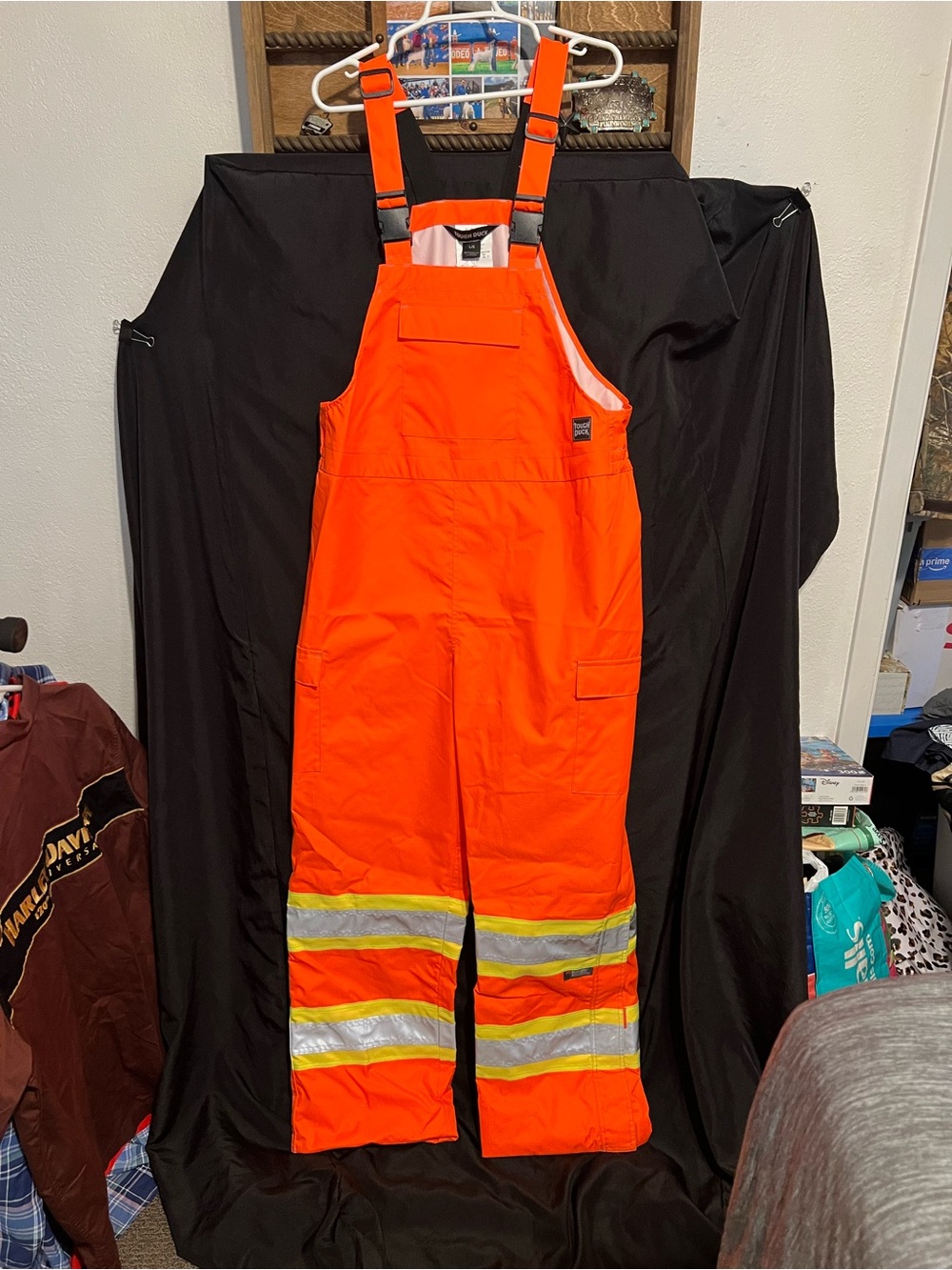Tough Duck High-Visibility Orange Work Rain Bib